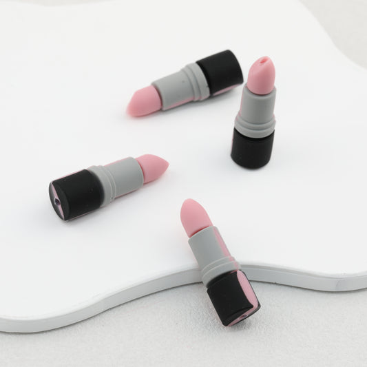 3D Pink Lipstick Silicone Focal Beads 20 pcs 2