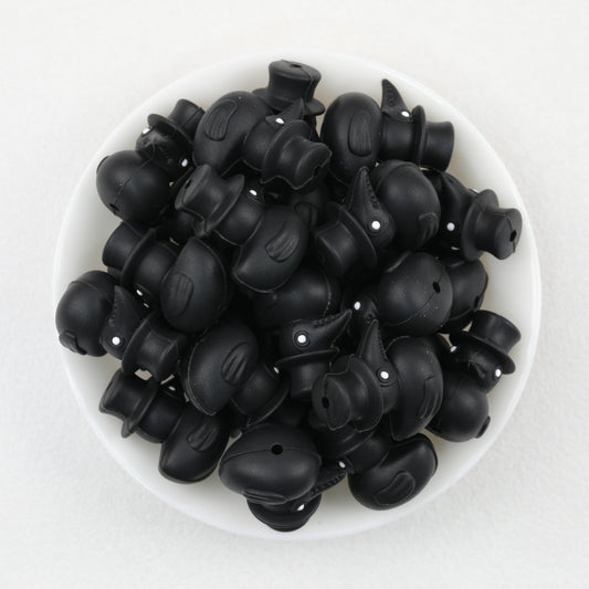 3D Black Crow Hat Silicone Focal Beads 20pcs 2