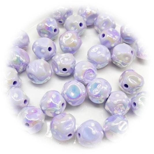 UV Finish Dot Acrylic Beads 16mm Pastel Colors 10pcs 2