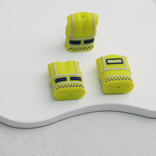 3D Safety Yellow Police Vest Silicone Focal Beads Reflective 20pcs 2