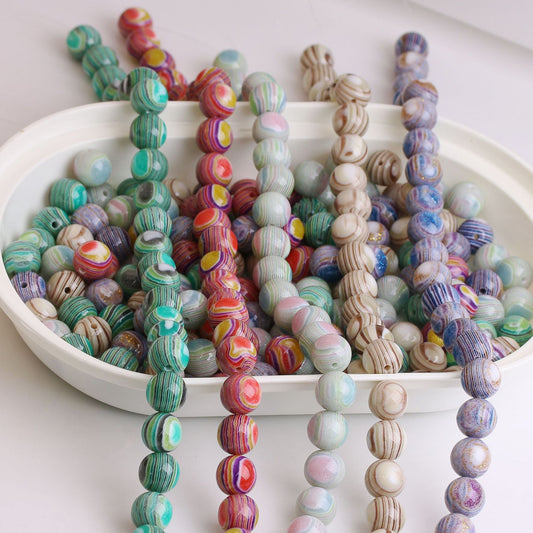 Vintage Glitter Spiral Striped Resin Beads 16mm Multicolor 10pcs 2