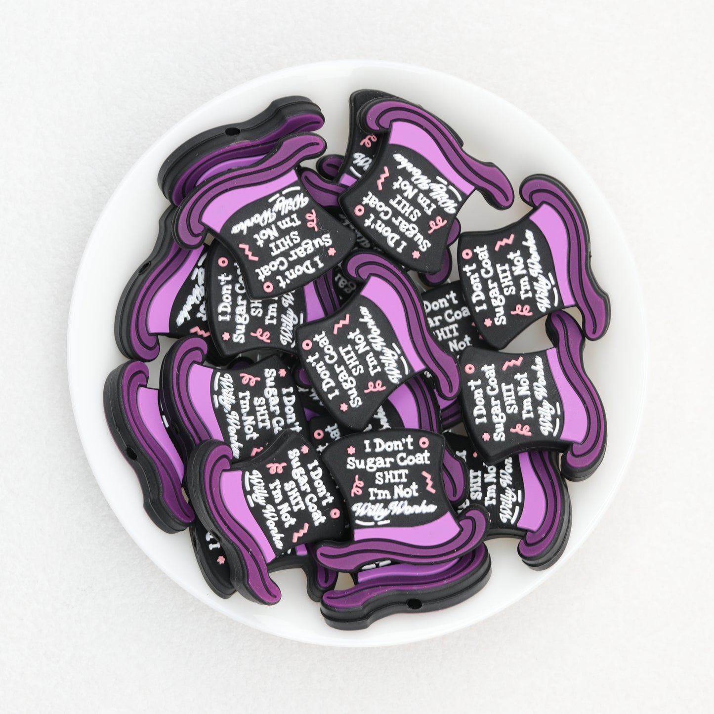 Halloween Witch Hat Silicone Focal Beads Purple Black 20pcs 2