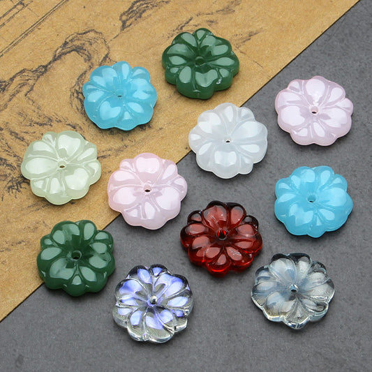 Petal Acrylic Beads 15mm Translucent Czech Glass Style 5pcs 2