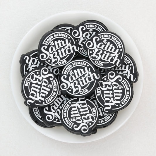 Black Silicone Focal Beads Salty Bitch Design 20pcs 2