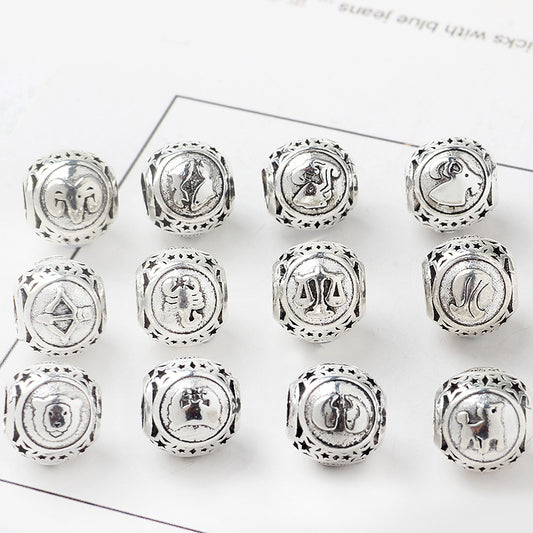 Constellation Metal Beads 11mm Silver Tone Large Hole 1pc 2
