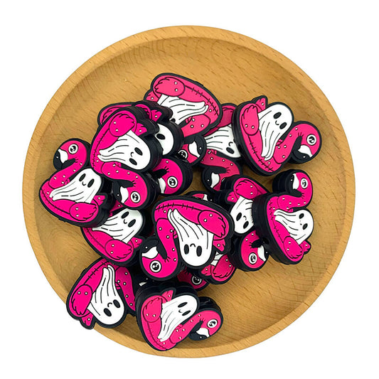 Silicone Focal Beads Halloween Ghost Sitting on Flamingo Float 2