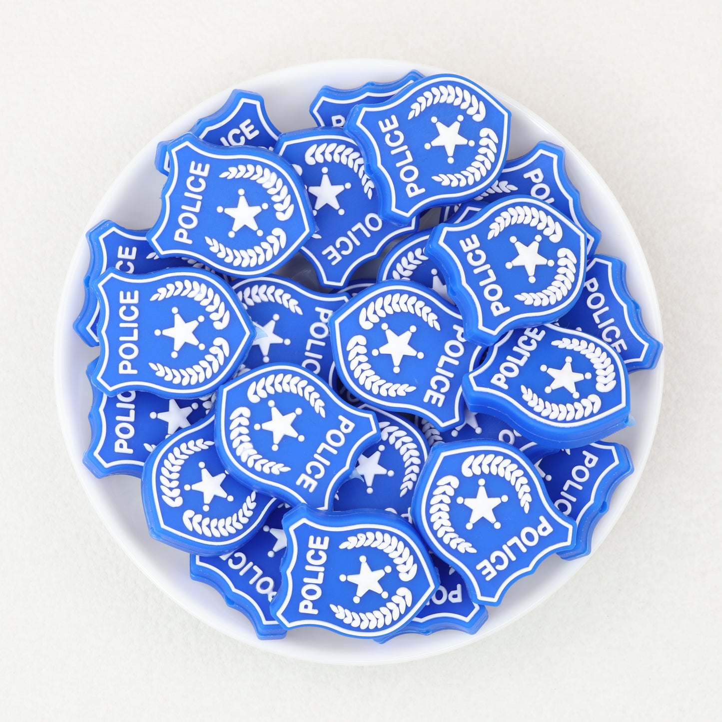 Silicone Focal Beads Police Badge Blue Shield 20 pcs 2