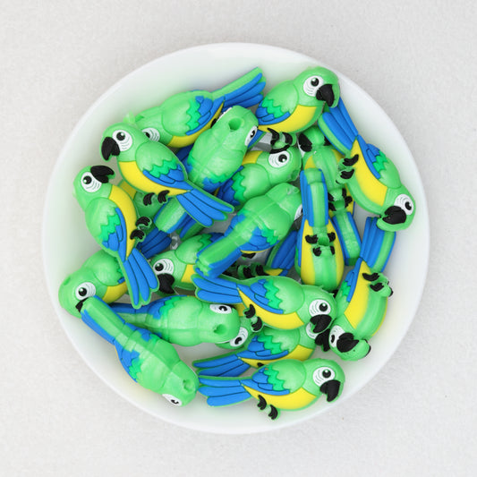 3D Colorful Feather Parrot Silicone Focal Beads 20pcs 2