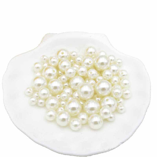 Pearl Round Acrylic Beads 6-12mm Imitation White ABS Plastic 100pcs 2