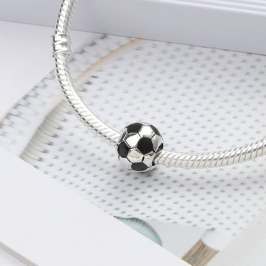 Football Enamel Metal Beads 10mm Glossy Alloy 10pcs 2