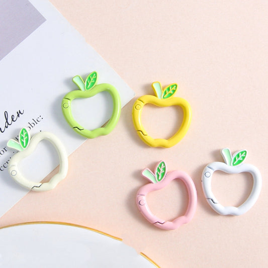 Zinc Alloy Apple Shape Trigger Spring Key Rings 3cm 6pcs 2