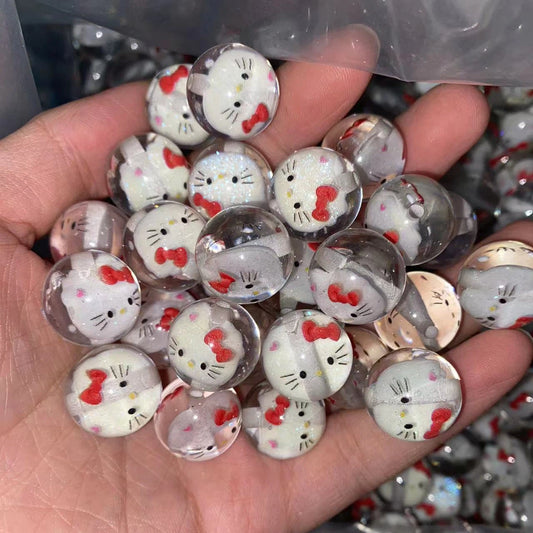 Clear Acrylic Round Beads 16mm Cartoon Figures 20pcs 2