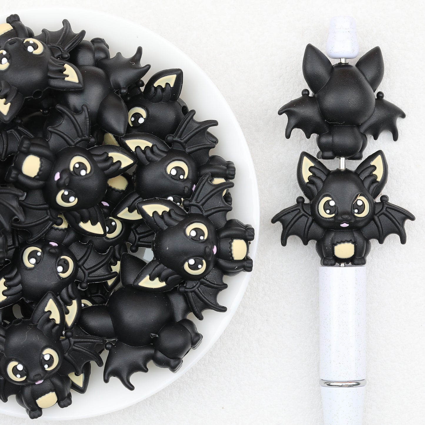 3D Halloween Black Bat Silicone Focal Beads 20pcs