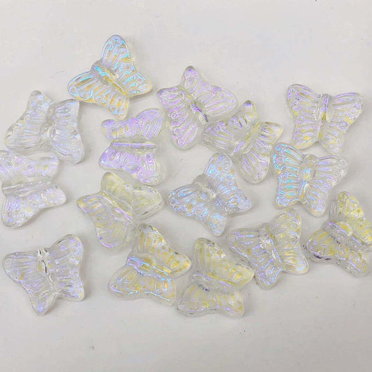 Czech Glass Beads Butterfly 15mm Amethyst Textured Wings 100pcs 2