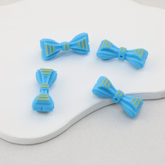 3D Father's Day Blue Bowtie Silicone Focal Beads 20pcs 2
