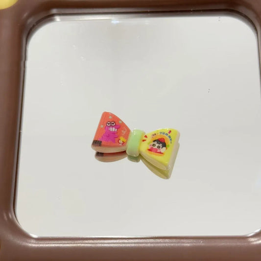 Crayon Shin Chan Bow Acrylic Beads 25mm Pastel Cartoon Design 10pcs 2