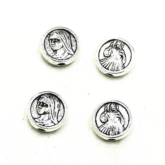 Portrait Metal Beads 10mm Virgin Mary Antique Copper Alloy 50pcs 2