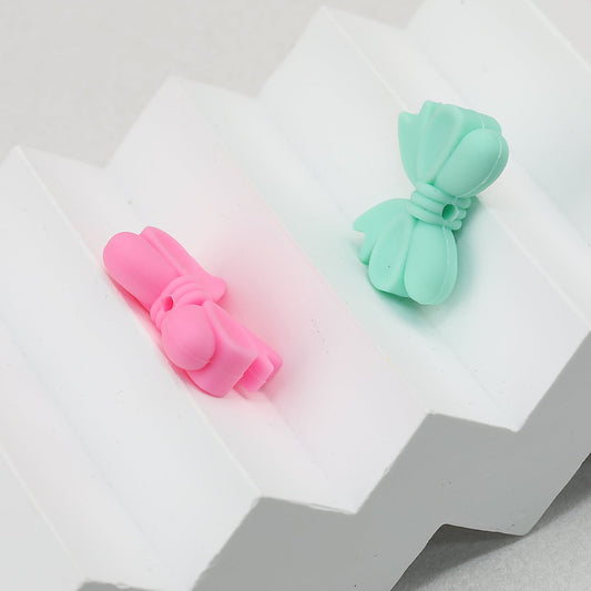 Bow Shape Silicone Beads with Vertical Hole 20pcs