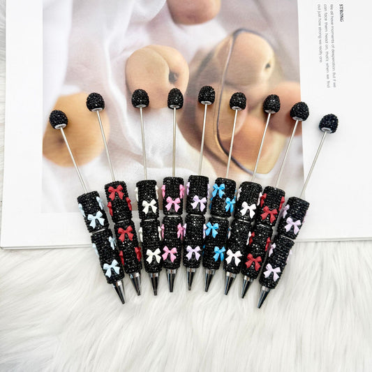 Beadable Pen with Rhinestone Bow Decoration 2