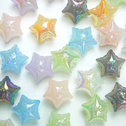 UV Finish Jelly Five-Pointed Star Acrylic Beads 25x16mm 50pcs 2