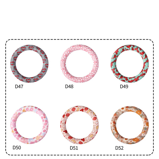 65mm Silicone Beads Printed Designs Vibrant Colors 2