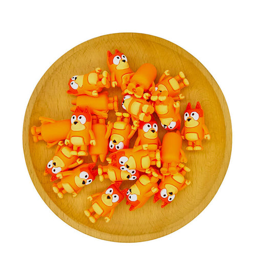 Silicone 3D Focal Beads Orange Puppy Standing Pose 2