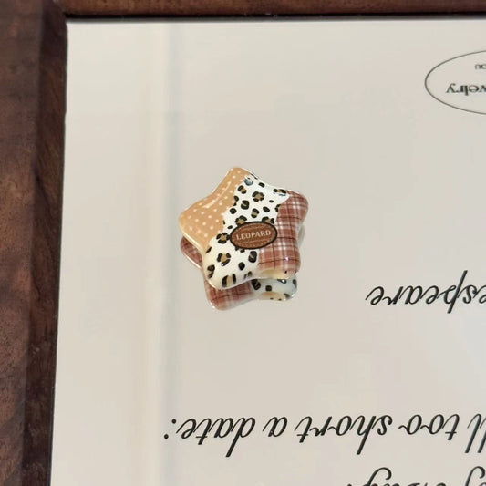 Vintage Leopard Star Acrylic Beads 25mm Animal Print Mixed 10pcs 2