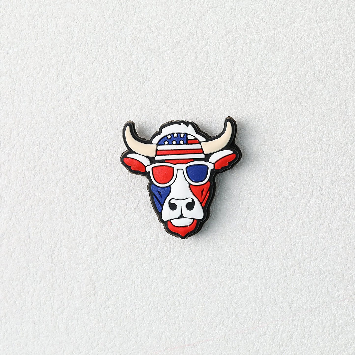 USA Independence Day Bull Head Silicone Focal Beads Red Blue 20pcs