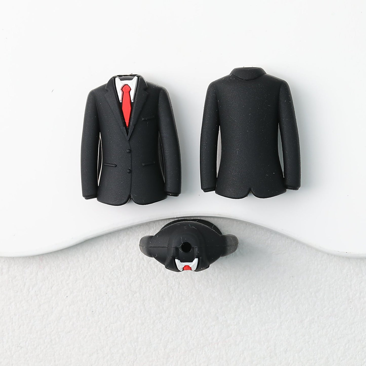 Father's Day Suit 3D Silicone Focal Beads Black Red Tie 20pcs
