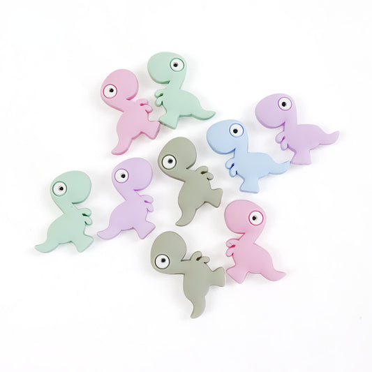 Silicone Focal Beads Dinosaur Side Profile 10pcs 2