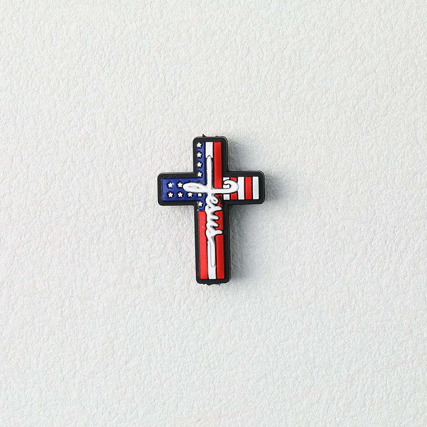 American Flag Cross Independence Day Silicone Focal Beads 20pcs