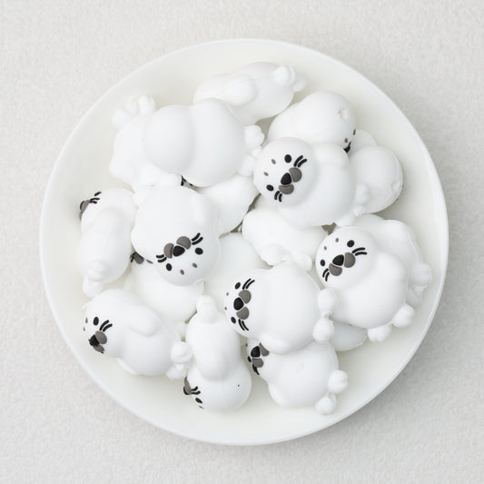 Silicone 3D Seal Focal Beads White and Gray 20pcs 2