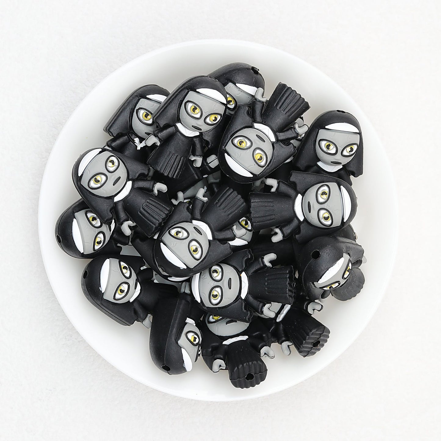 Halloween Black Nun 3D Silicone Focal Beads 20pcs