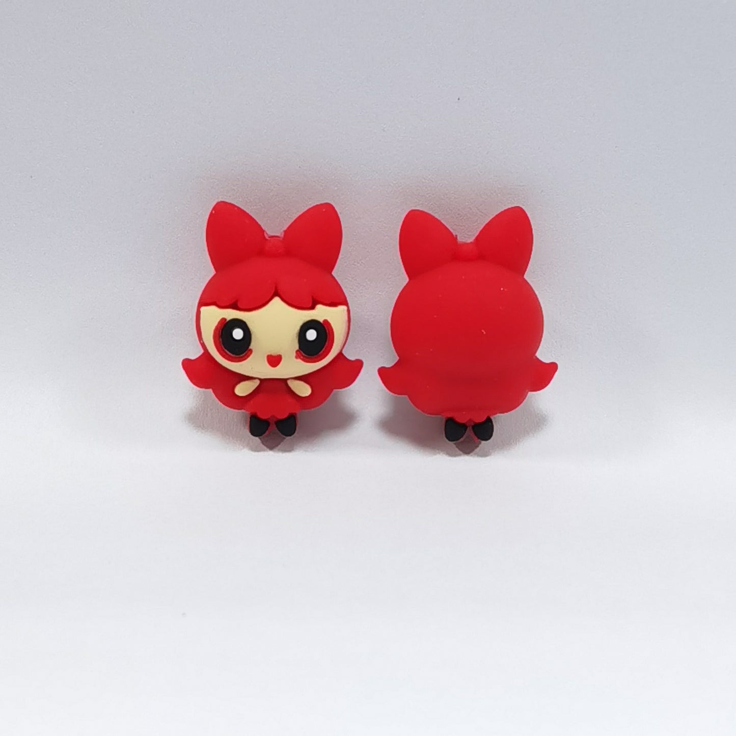 Silicone 3D Focal Beads Flying Girl Police Officer Bunny Ears Red 20pcs