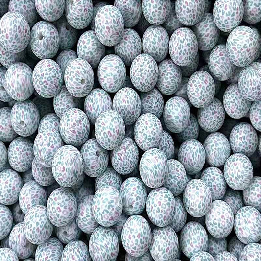 15mm Silicone Beads Multi Color Leopard Print 50pcs 2