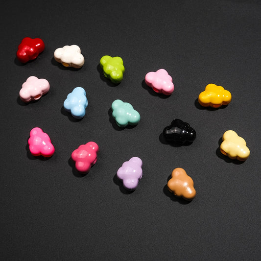 Painted Cloud Acrylic Beads 12mm Colorful Glossy Baked 50pcs 2