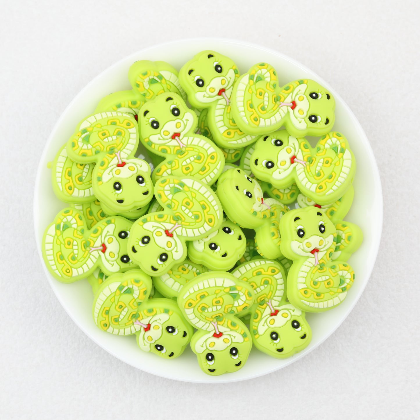 Cute Light Green Snake Silicone Focal Beads 20pcs 2