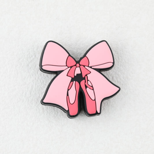 Pink Bow Ballet Shoe Silicone Focal Beads 20pcs 2
