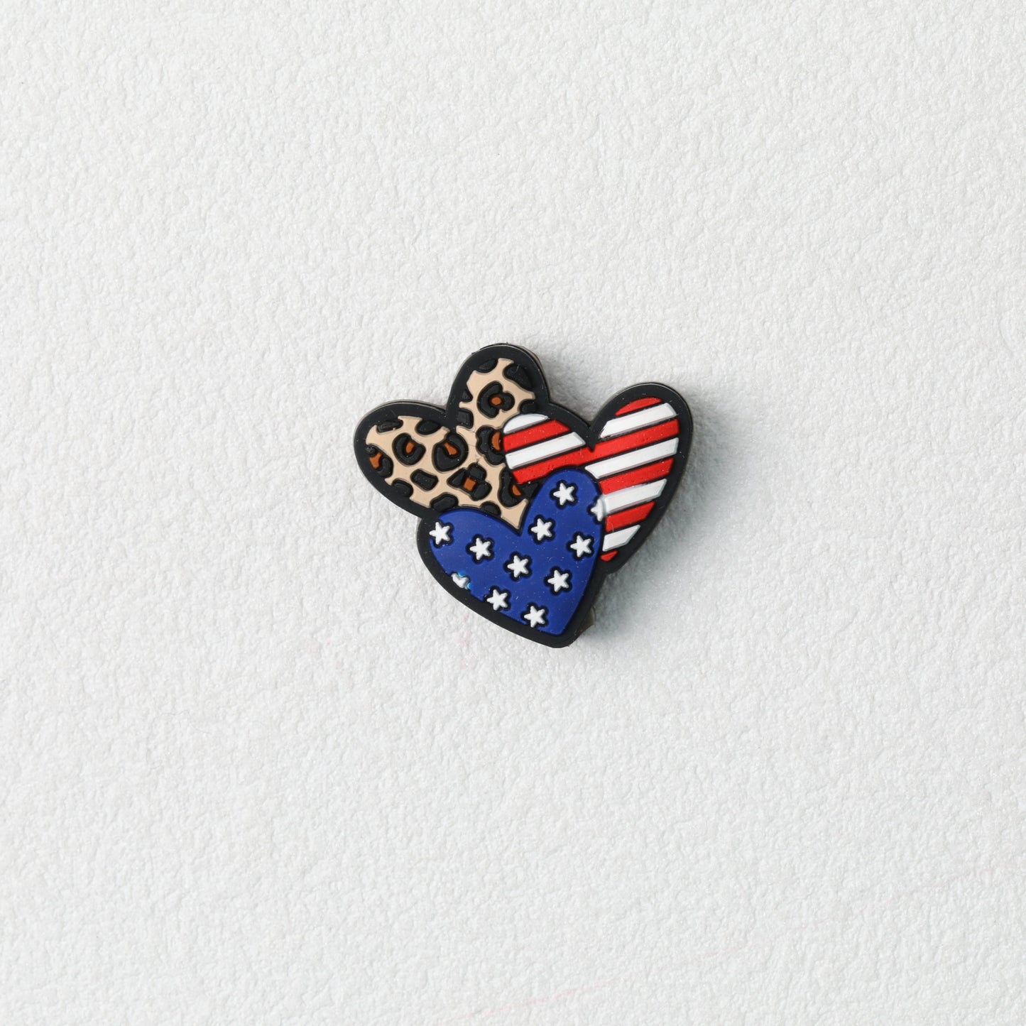 USA Flag Leopard Print Heart Silicone Focal Beads 20 pcs 3
