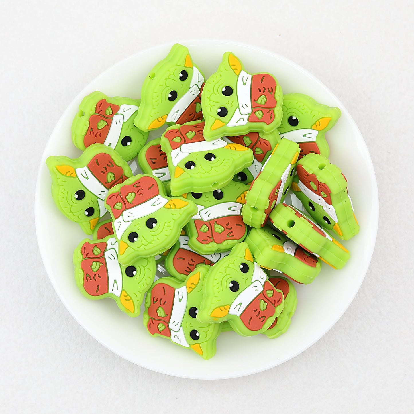 Cute Character Silicone Focal Beads Masked Face Design 20pcs