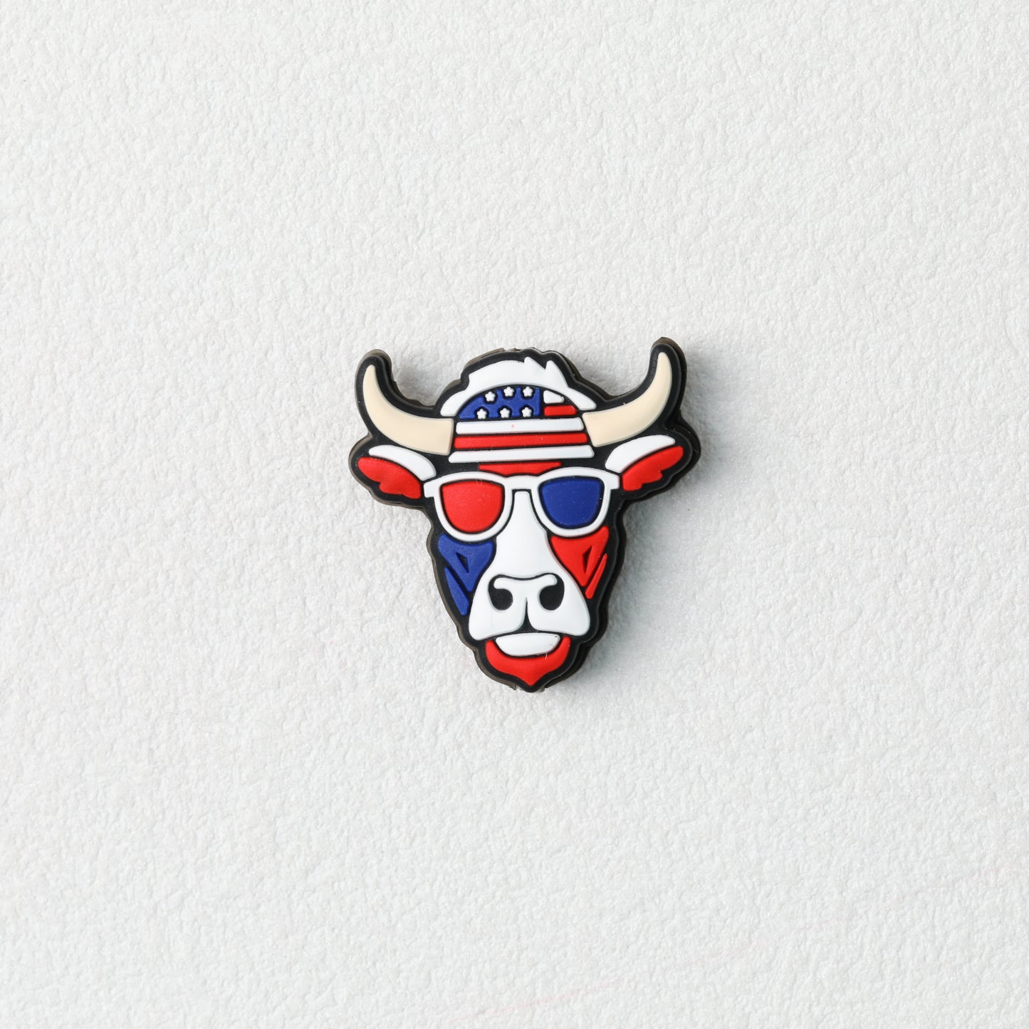 USA Independence Day Bull Head Silicone Focal Beads Red Blue 20pcs 3