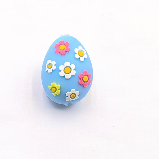 Silicone 3D Focal Beads Easter Egg Four Color Floral Accents 2