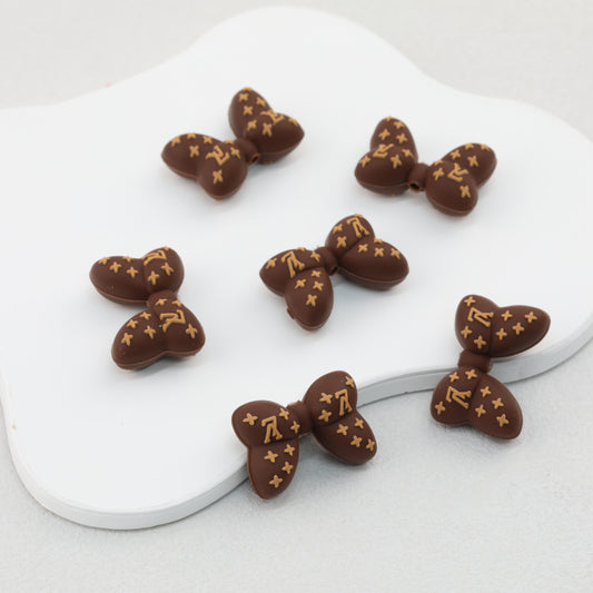 3D Brown Bow Silicone Focal Beads Decorative Pattern 20pcs 2