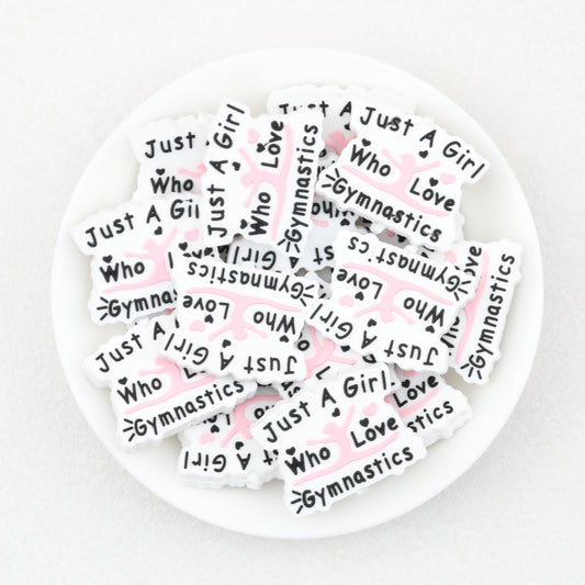 Gymnast Girl Pink Silicone Focal Beads 20pcs 2