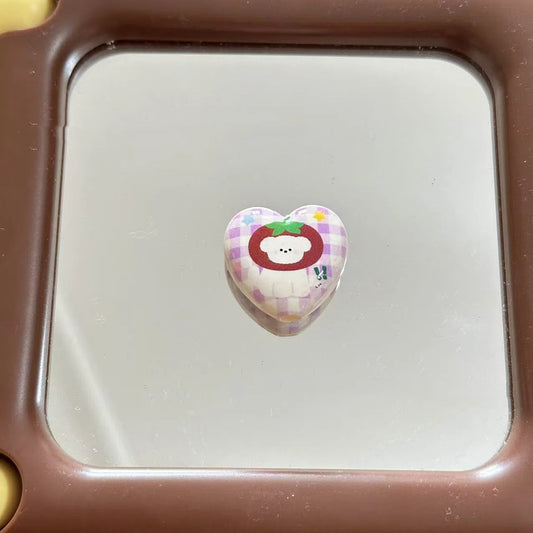 Painted Heart Acrylic Beads 25mm Westie Wearing Fruit Headgear 10pcs 2