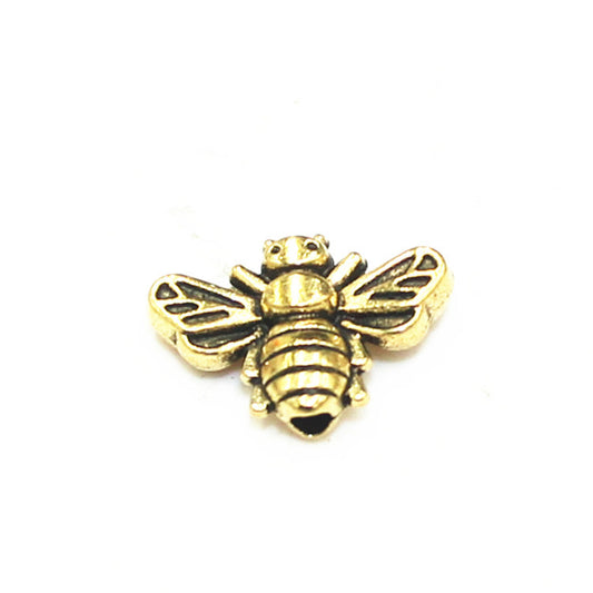 Bee Metal Beads 12mm 3D Antique Silver and Gold Tone 60pcs 2