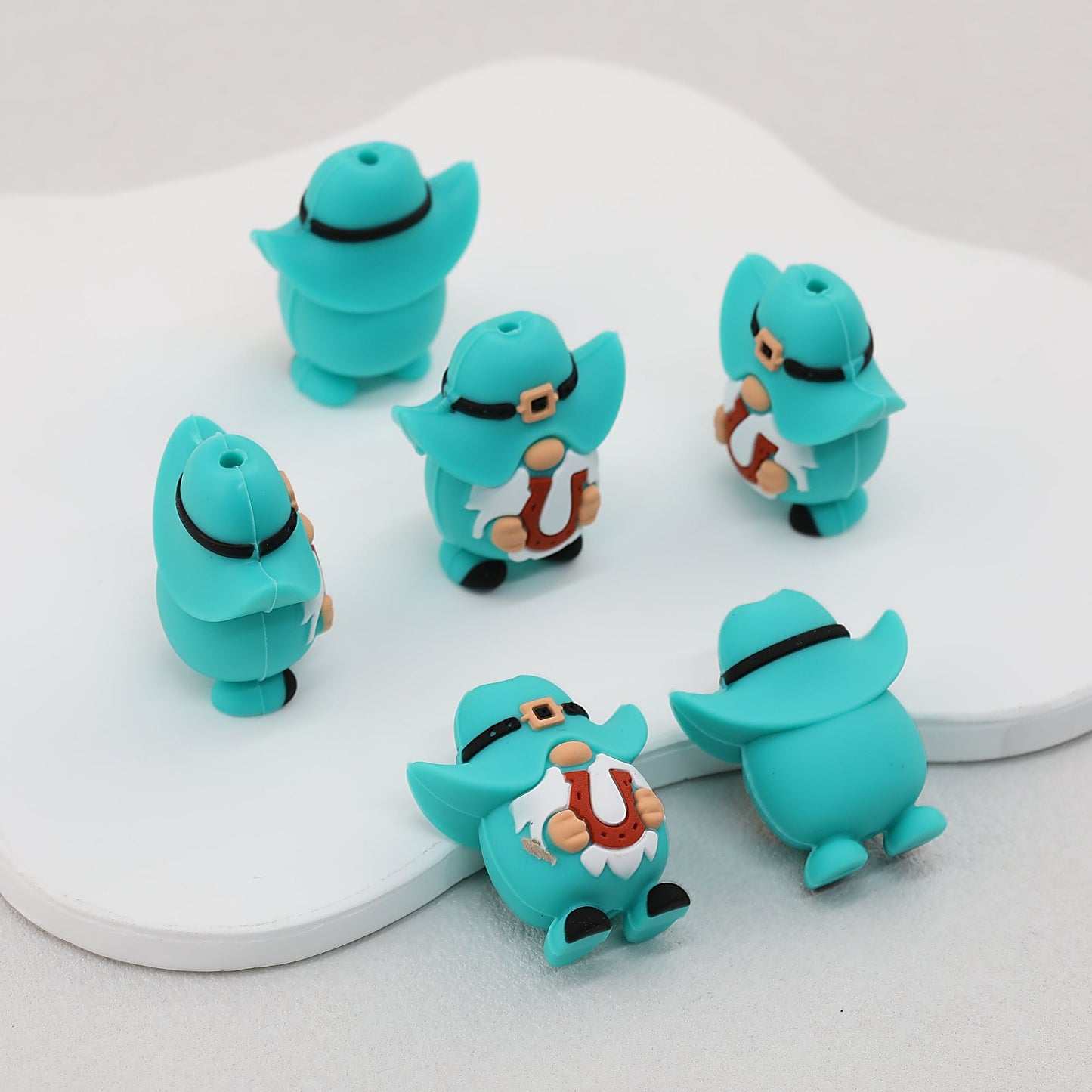 Blue 3D Horseshoe Gnome Silicone Focal Beads 20pcs