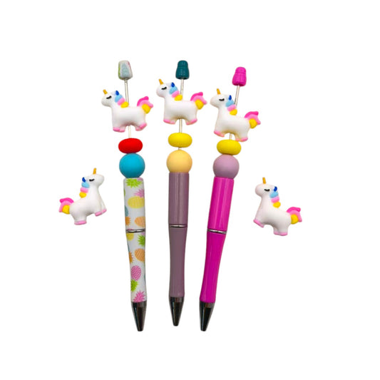 Silicone 3D Focal Beads Unicorn Pastel Colors Golden Horn 20pcs 2