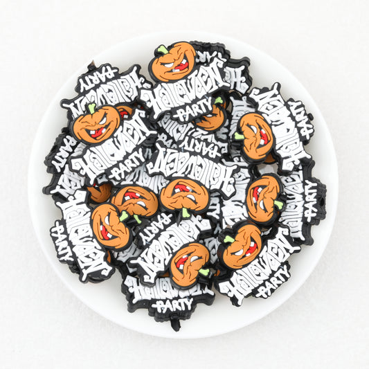 Halloween Pumpkin Silicone Focal Beads Spooky Party Design 20pcs 2