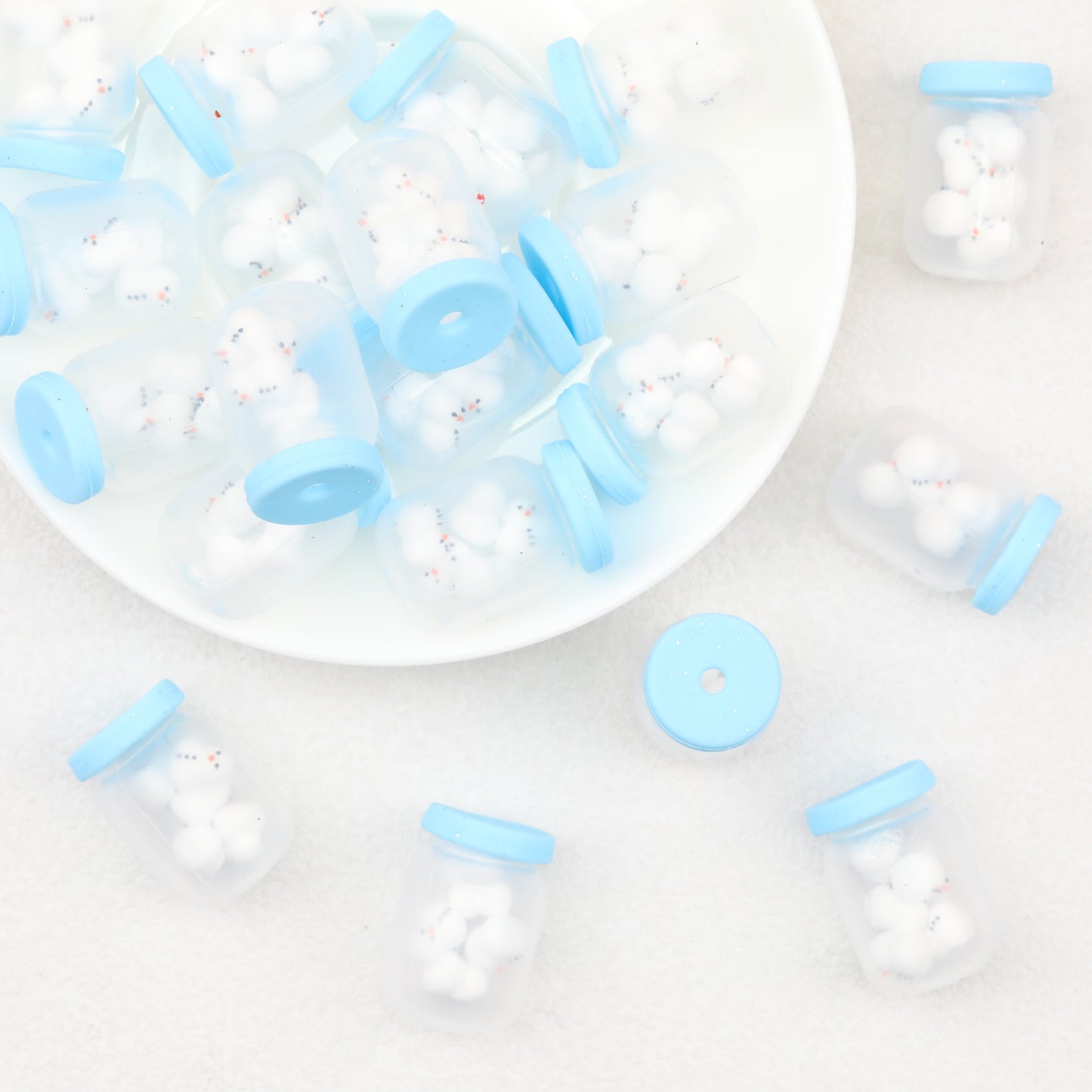 3D Winter Snowman Silicone Focal Beads Carrot Hat Design 20pcs 3